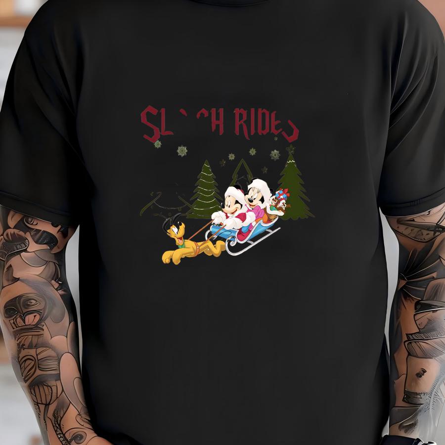 Christmas Sweatshirt, Sleigh Ride Print Hoodie T-shirt
