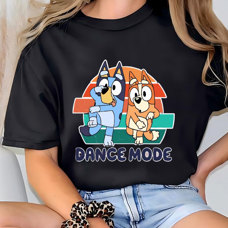 Blue Dog Dance Mode Shirt, Bingo And Blue Dog Dance Mode Shirt, Blue Dog Summer Party Shirt, Blue Dog Theme Party Tee, Blue Birthday Party T-shirt