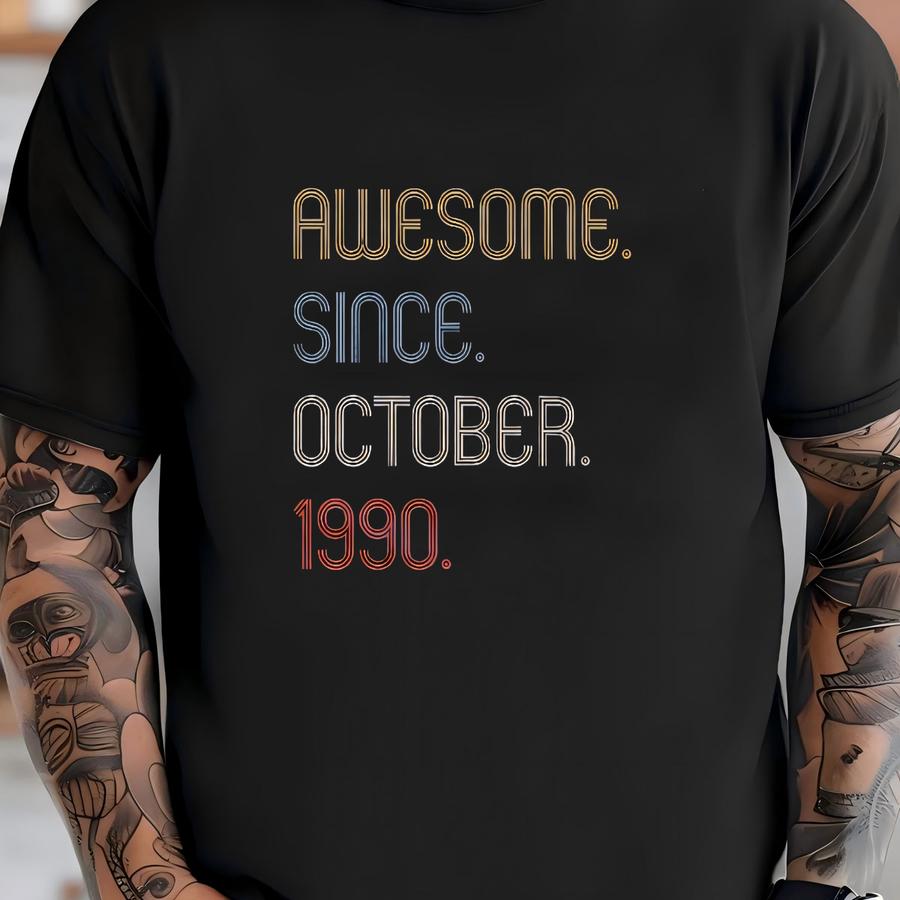 Retro October 1990 Birthday Hoodie Sweatshirt Tee - Nostalgic Milestone Gift For Adults T-shirt