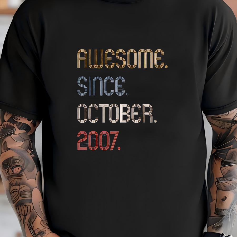 Retro October 2007 Hoodie Sweatshirt Tee - Sweet Sixteen Gift Apparel T-shirt