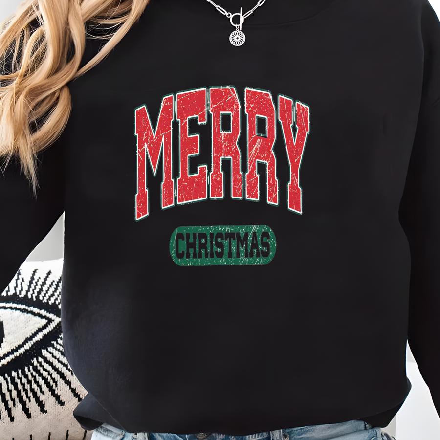 Retro Merry Christmas Sweatshirt, Merry Christmas Family Shirt, Womens Christmas Sweatshirt, Holiday Sweater, Merry Christmas Gift Shirt Sweatshirt
