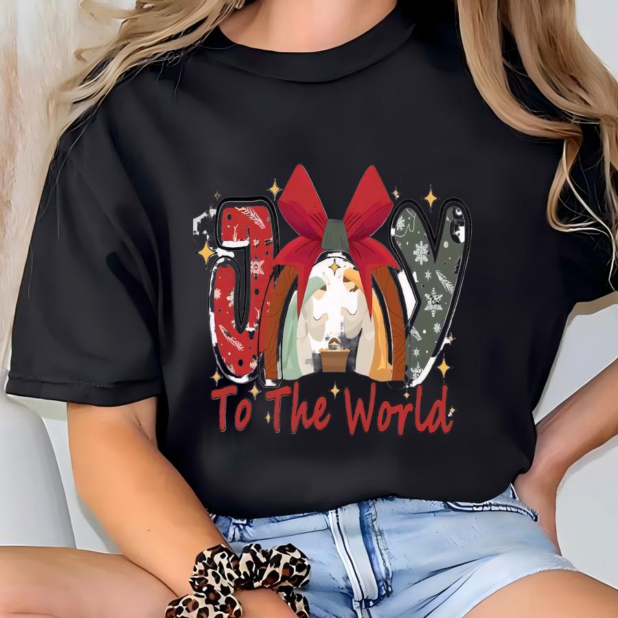 Joy To The World Hoodie, Christian Christmas Hoodie, Cute Jesus Hoodie, Retro Christmas Nativity Scene Hoodies, Christmas Gifts For Family T-shirt