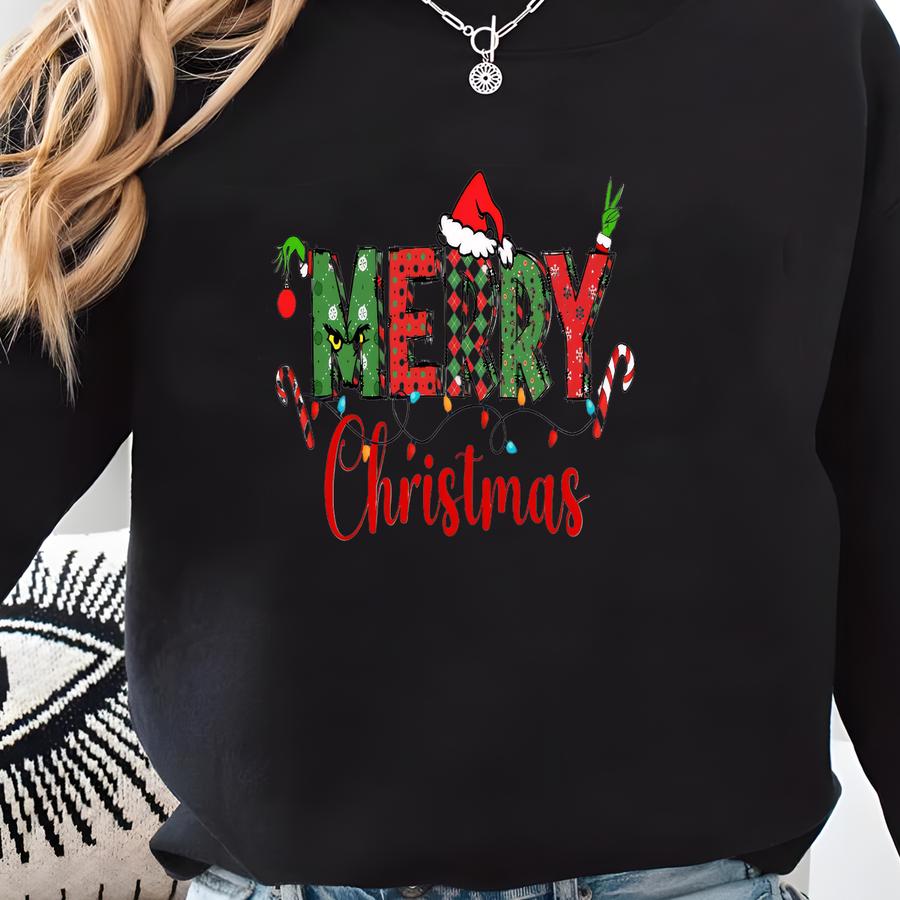 Christmas Lights Jumper Gift, Merry Christmas Sweatshirt, Cute Holiday Sweater, Merry Christmas, Candy Cane Shirt Sweatshirt