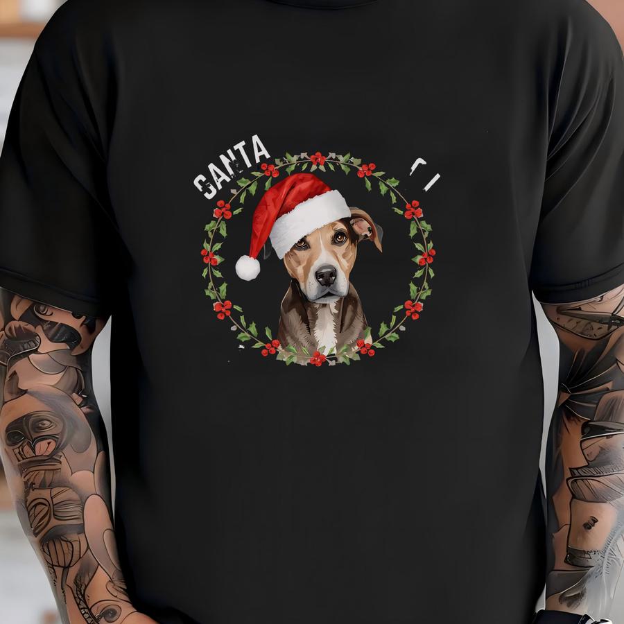 Santa Dog Christmas Crewneck Sweatshirt Cute Ugly Christmas Sweater For Dog Lovers Christmas Gift Plus Sizes Up To 5x Dog Christmas Shirt T-shirt