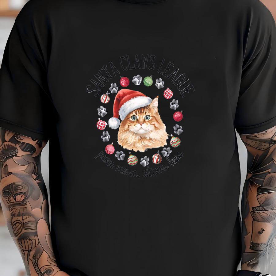 Santa Cat Christmas Shirt Cat Shirt Christmas Gift For Cat Lover Plus Sizes Up To 5x Cute Ugly Christmas Sweater Xmas Pajamas Tshirt Cat Tee T-shirt