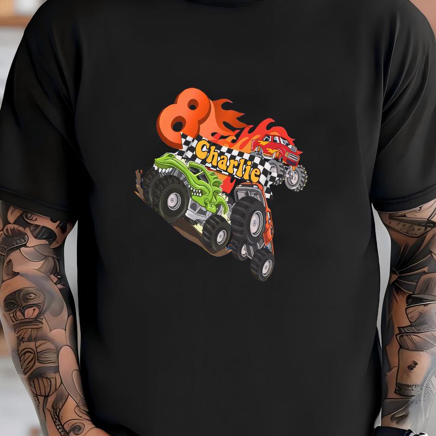 Kids Monster Truck Tee, Birthday Gift For Boys, Short Sve Shirt For Playtime, Car Lover Apparel, Fun And Stylish Kids Wear T-shirt