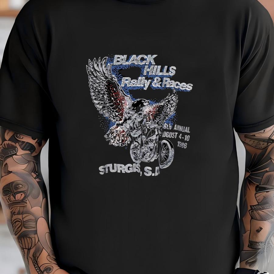 Vintage 1986 Sturgis Black Hills Rally Biker Harley Graphic Tee Size Large T-shirt