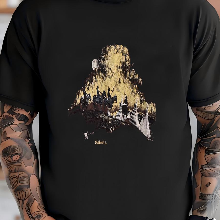 Vintage 90's Flathead Lake Montana Native Art Graphic Tee Size Medium T-shirt