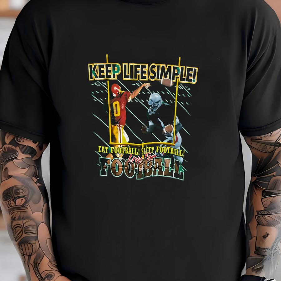 Vintage Y2k Keep Life Simple Live For Football Graphic Tee Size Medium T-shirt