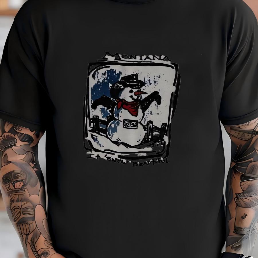 Vintage 90's Montana Snowman Snow Beautiful Sweater Size Small T-shirt