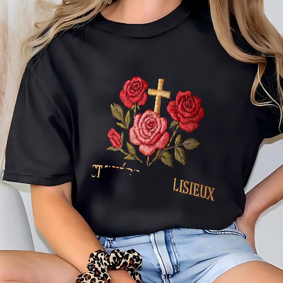 St Therese Of Lisieux Dad Cap, Little Flower Rose Hat, Catholic Saint Gift, Floral Faith Y T-shirt