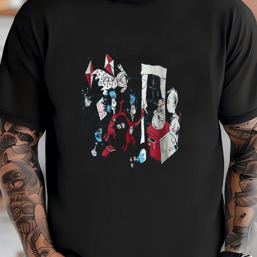 Vintage Dr. Seuss Thing 1 Thing 2 Cat In The Hat Cartoon Tee Size Medium T-shirt