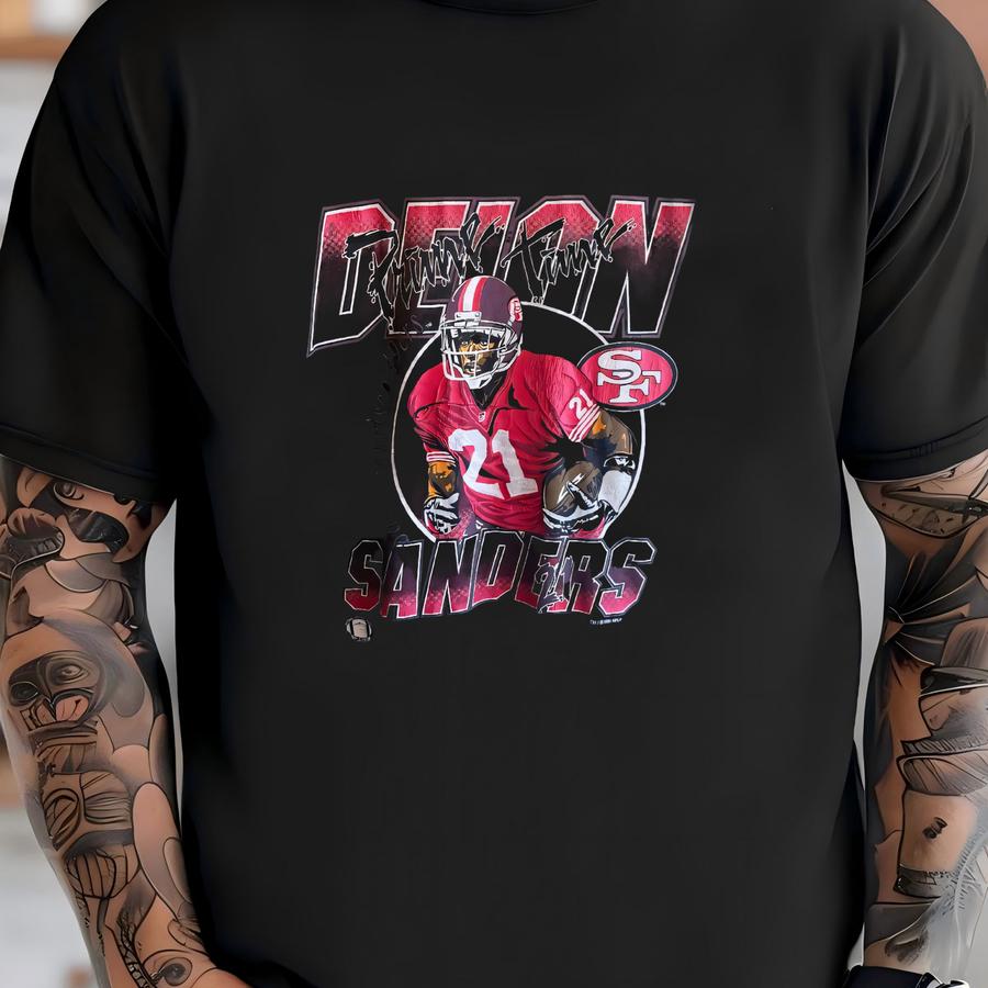 Vintage 1994 Deion Sanders Prime Time 49ers Graphic Tee Size Large T-shirt