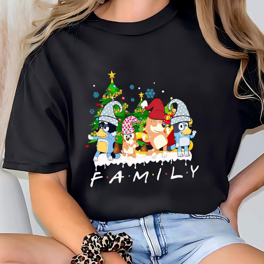 Christmas Family Blue Dog Sweatshirt | Family Matching Holiday Pajama Hoodie T-shirt