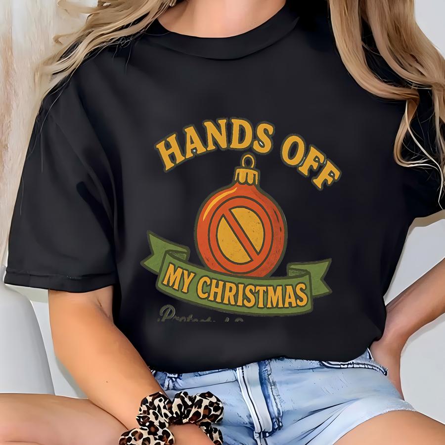 Personalized Hands Off My Christmas Protected Since 1975 Shirt Political Christmas Protest Hoodie, Hands Off Medicaid Medicare Social T-shirt