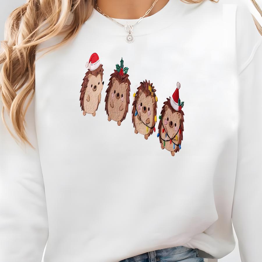 Hedgehog Christmas Sweatshirt, Holiday Animal Lover Shirt, Kawaii Xmas Crewneck, Cozy Animal Christmas Hoodie, Gift For Women Sweatshirt Hedgehog Christmas Sweatshirt, Holiday Animal Lover Shirt, Kawaii Xmas Crewneck, Cozy Animal Christmas Hoodie, Gift For Women Sweatshirt