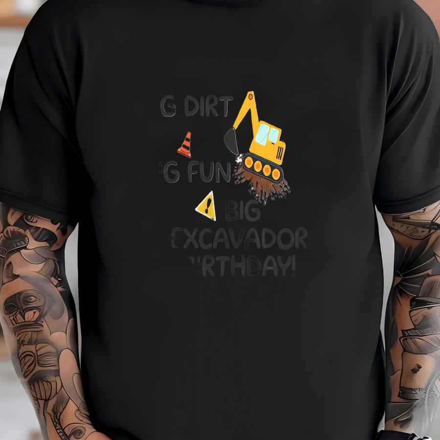 Excavator Birthday Youth Tee, Custom Age Shirt, Construction Theme Fun Birthday, Personalized Kids Hoodie, Boys Birthday Gift, Toddler T-shirt