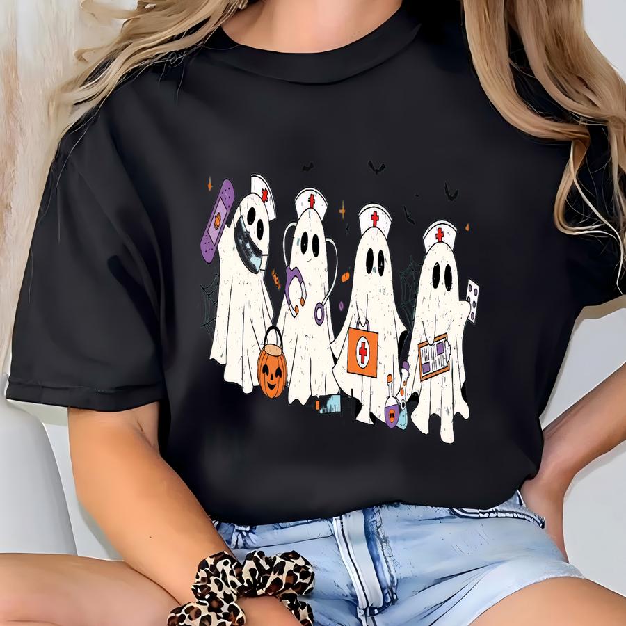 ® Ghost Nurse Halloween Shirt, Halloween Nurse Shirt, Spooky Nurse Shirt, Halloween Nurse Gift, Nurse Boo Crew Shirt, Fall Tee T-shirt