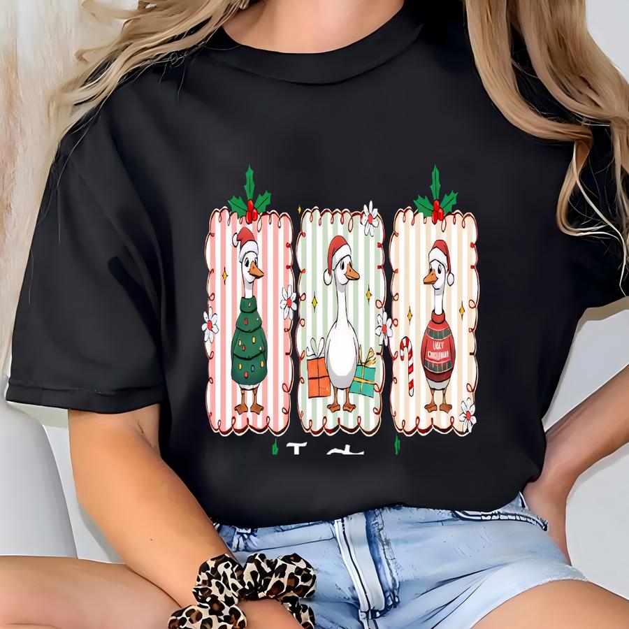 Just A Merry Goose Christmas Shirt, Cute Christmas Goose Tee, Goose Lover Xmas, Jolly Goose Hoodie, Christmas Apparel T-shirt