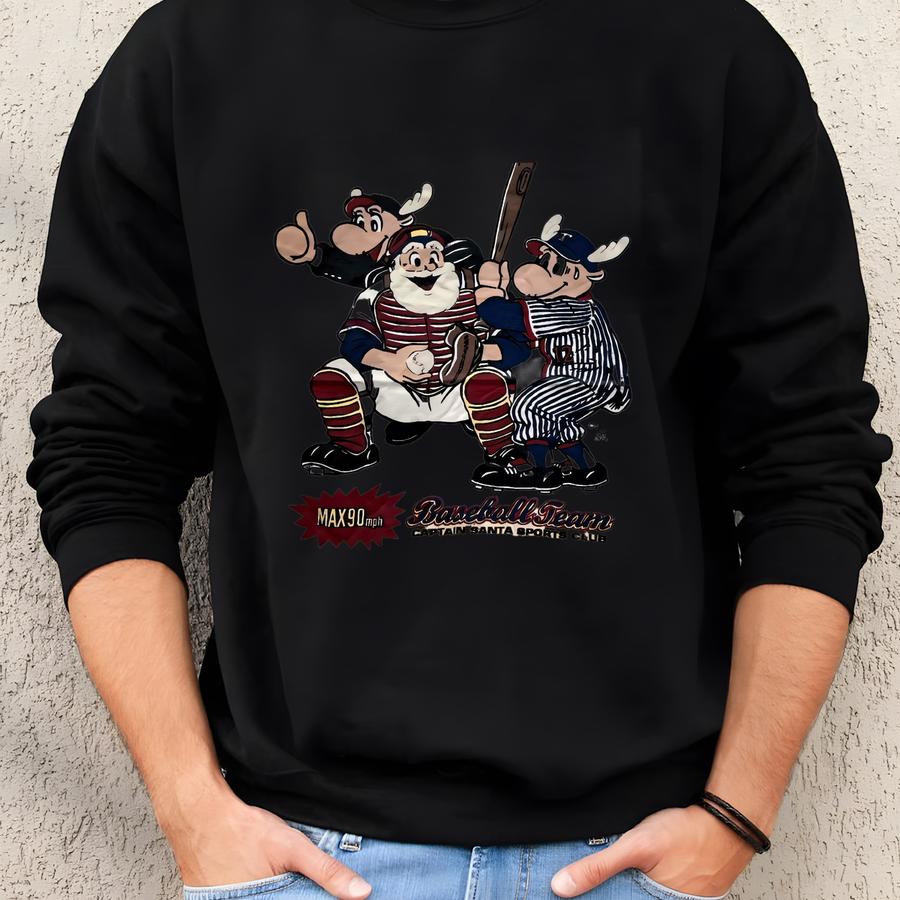 Vintage 1985 Captain Santa Baseball Team T-shirt Size M Sports Club Joy Mark Design Japanese Brand Cartoon Character Funny Santa Claus Moose Sweatshirt