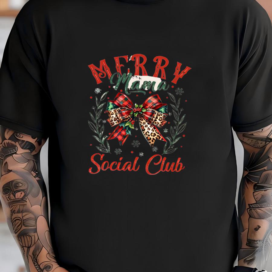 ® Merry Mama Coquette Christmas Shirt, Cute Holiday Bow Shirt, Festive Christmas Shirt,festive Holiday Season Shirt, Mom Gift T-shirt