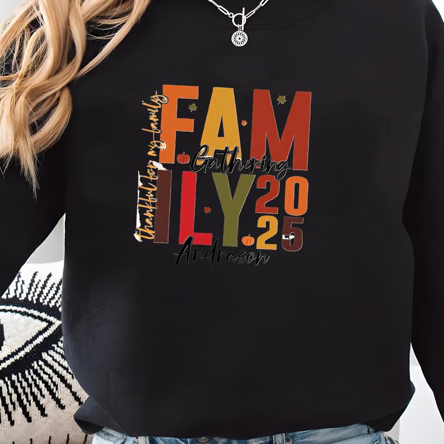 Thanksgiving Family Matching Shirts, 2025 Personalized Thanksgiving Crew Shirt, Family Reunion T-shirts, Fall Holiday Tee Sweatshirt