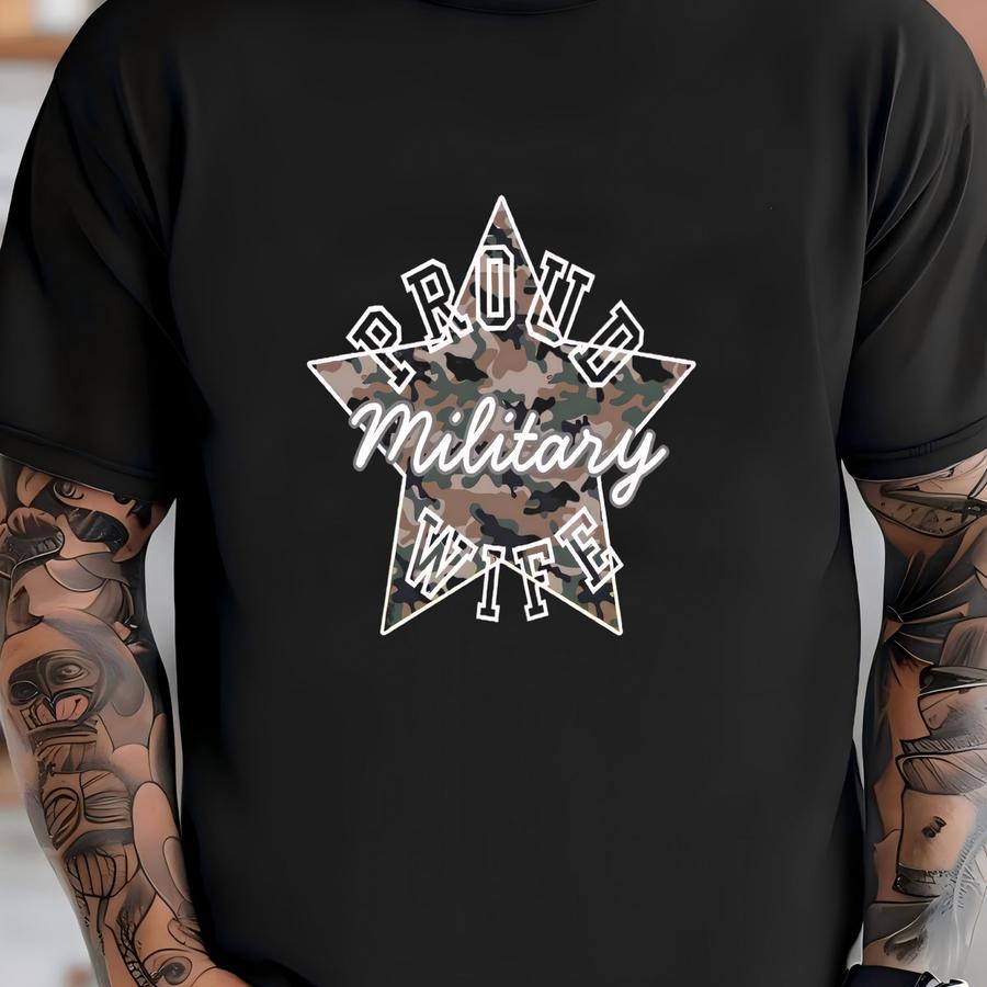 Military Wife Camo Star Tee, Patriotic Marines Casual Shirt, Camouflage Hoodie T-shirt