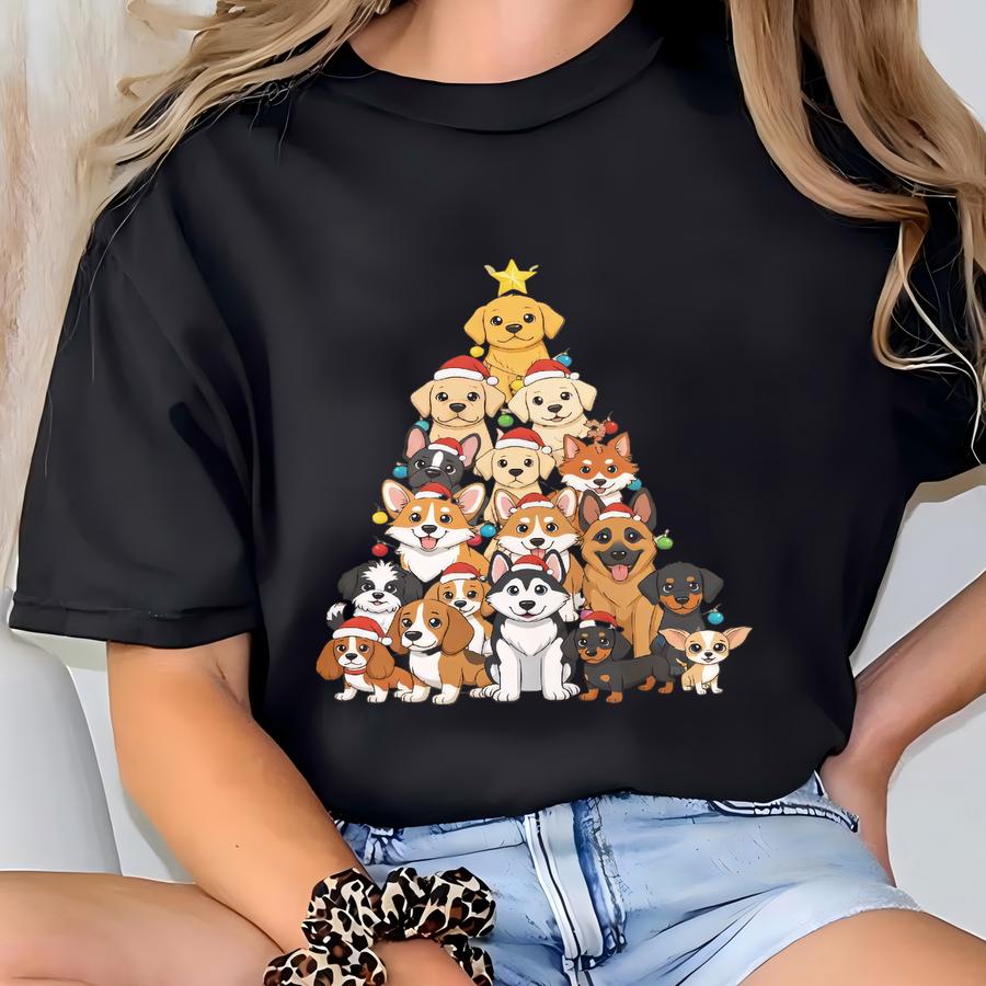 Dogs Christmas Tree Sweatshirt, Dog Christmas Sweatshirt, Cute Funny Christmas Sweat, Retro Christmas Sweat, Dog Lovers Christmas Gift T-shirt