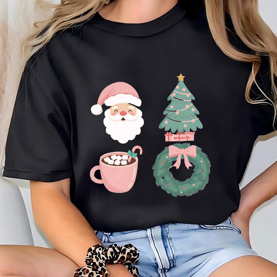 Pink Santa Christmas Sweatshirt, Tis The Season Sweatshirt, Christmas Tis The Season Sshirt, Merry Christmas Shirt, Cute Pink Winter Hoodie T-shirt