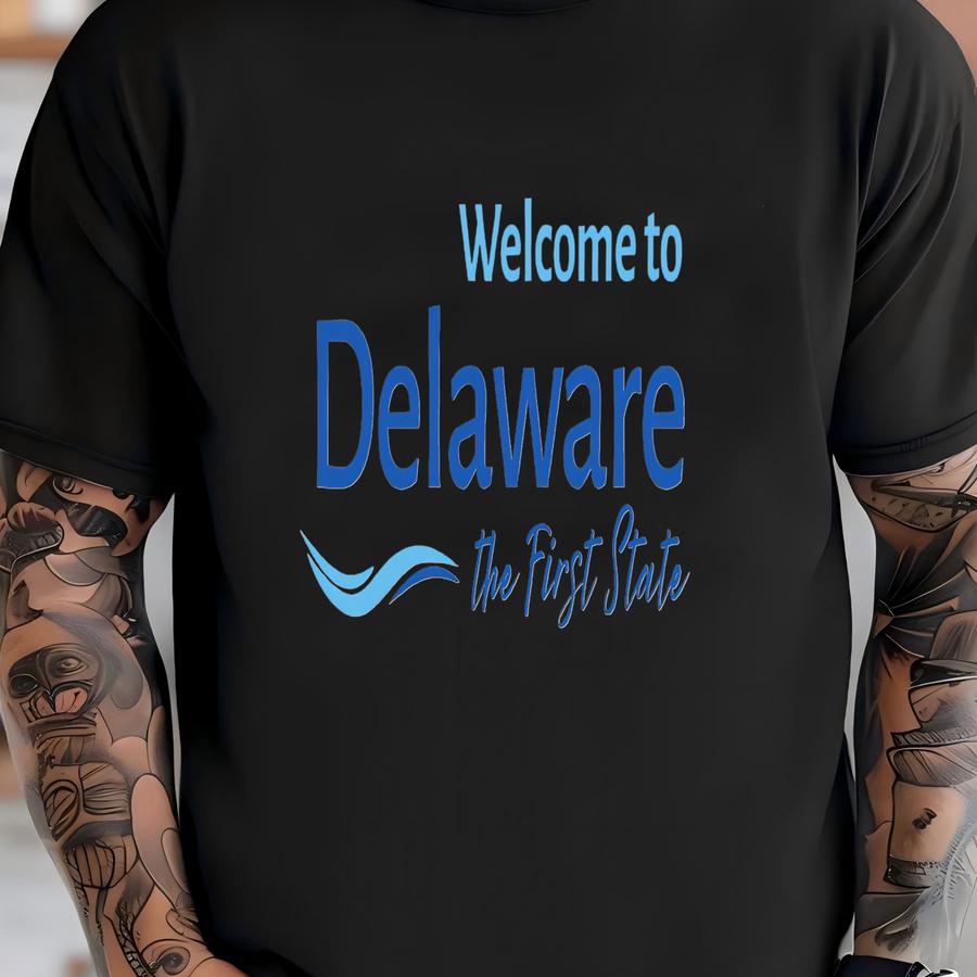 Welcome To Delaware Sticker: Road Sign Inspired, Waterproof Vinyl Decal T-shirt