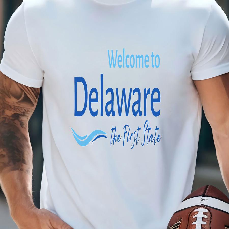 Welcome To Delaware Sticker: Road Sign Inspired, Waterproof Vinyl Decal T-shirt