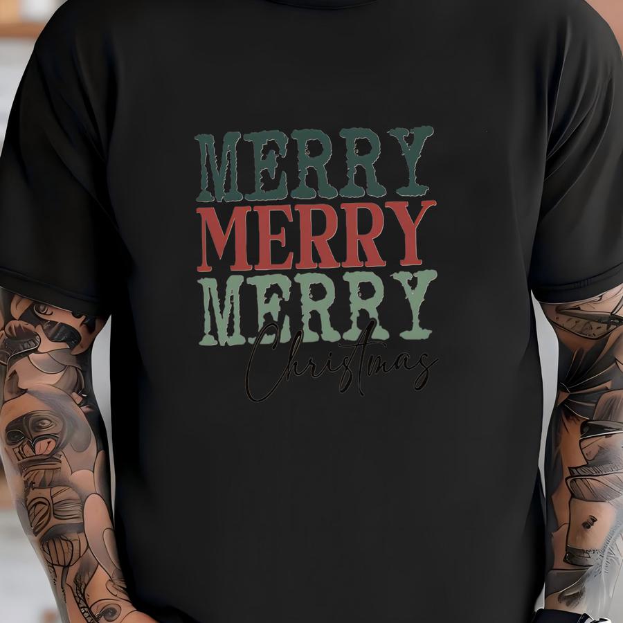 Retro Merry Christmas Sweatshirt: Cozy Holiday Crewneck T-shirt