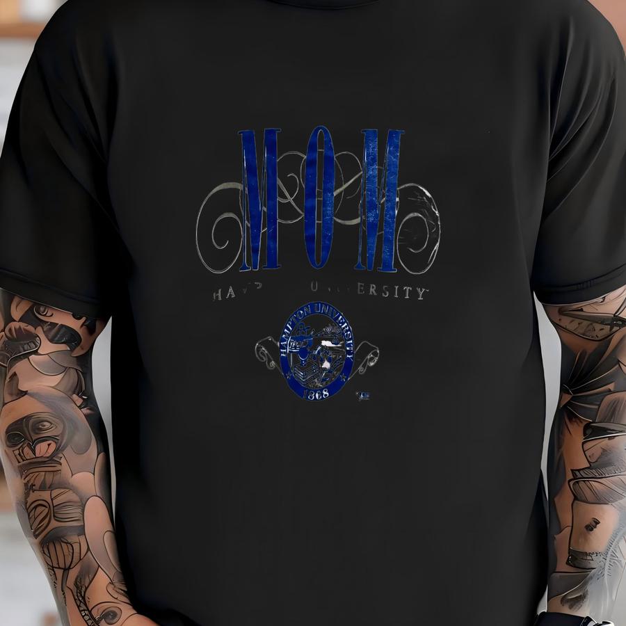 Vintage 1990 Hampton University Mom College Seal 1868 Blue Print Alumni University Gift Academic Rare Usa School Tee Size Xl T-shirt