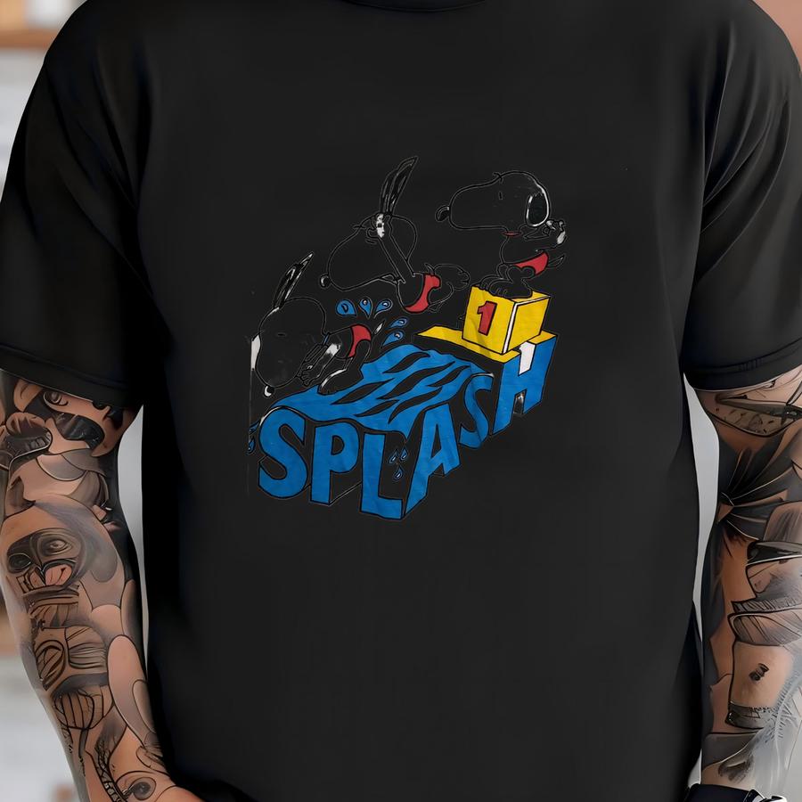 Vintage 1990 Splash Swimming Pool Peanuts Comic Cartoon Summer Fun Tee Charles Schulz Characters Water Play Shirt Size S T-shirt