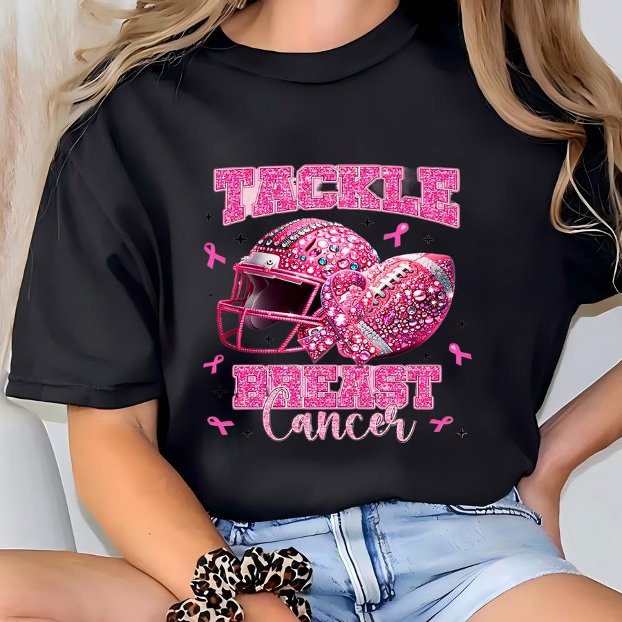 Tackle Breast Cancer Sweatshirt, Custom Breast Cancer Sweater, Breast Cancer,breast Cancer Awareness, Breast Cancer Football,football Cancer T-shirt