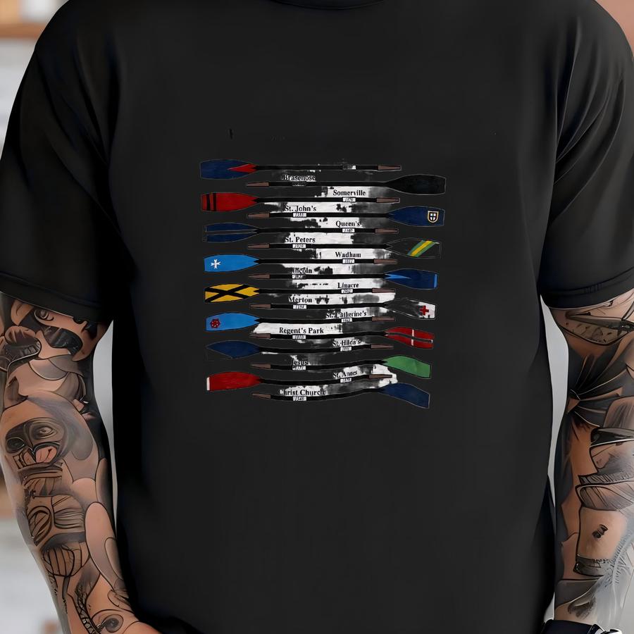 Vintage 1990 The Blades Of Ox University College Rowing Crew Boat Oars Print Tee England Academia Sports Retro Shirt Size L T-shirt