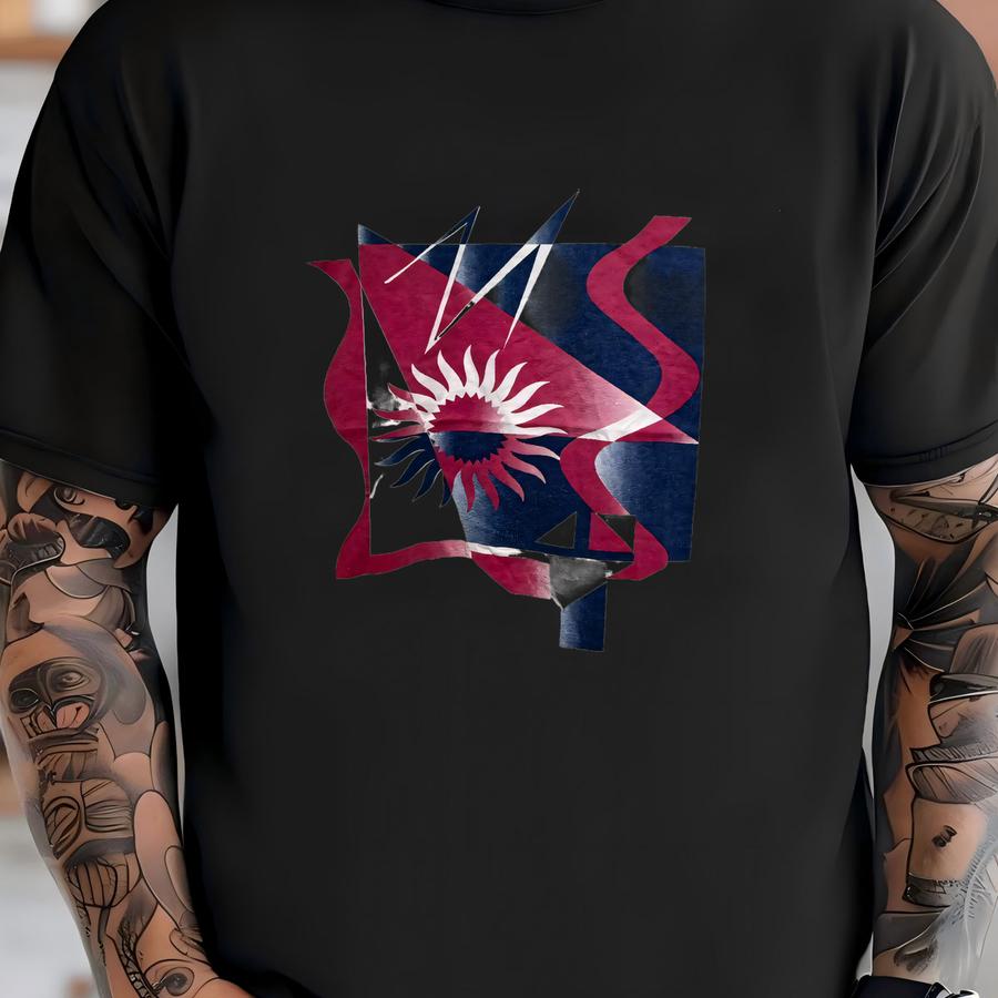 Vintage 1990 Abstract Sun Geometric Shapes Art Graphic Tee Retro 80s 90s Design Minimal Pattern Aesthetic Color Block Artistic Shirt Size Xl T-shirt