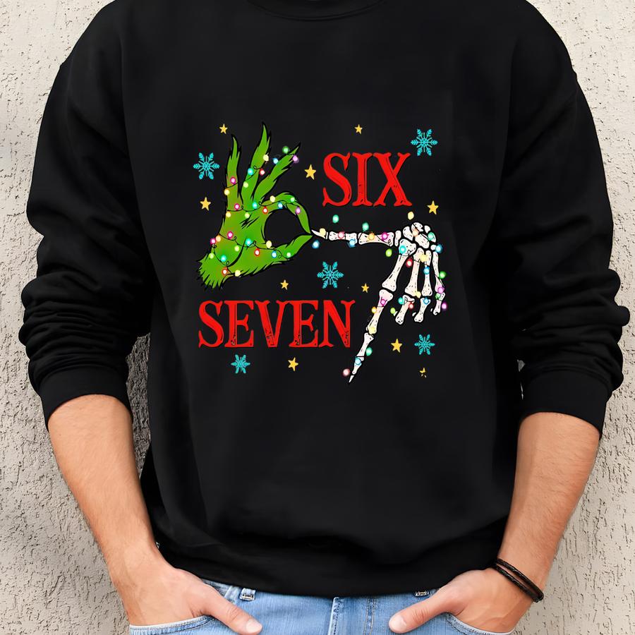 Funny Six Seven Meme Christmas Mean Guy Shirt, Viral Funny 6 7 Shirt, Internet Joke Shirt, Xmas 6 7 Shirt, Trending Social Media Shirt Sweatshirt