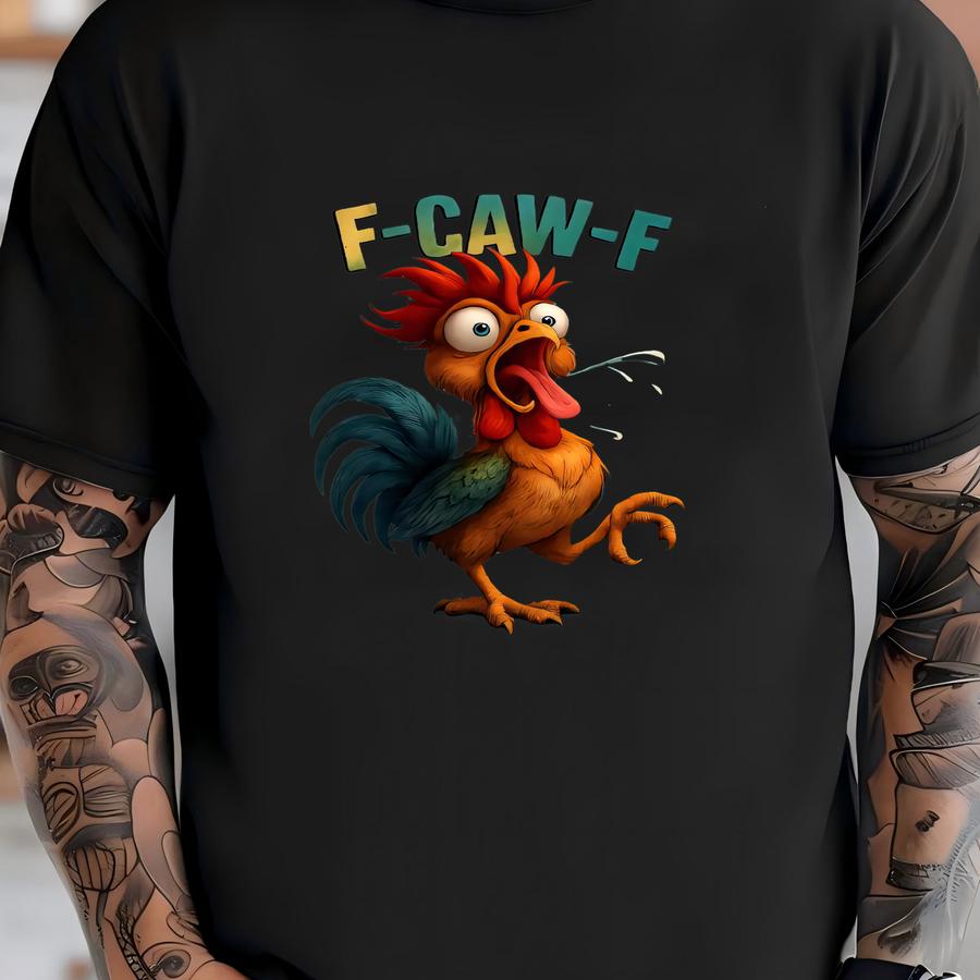 ® Funny Rooster Meme Shirt, F-caw-f Chicken Humor Tee, Silly Farm Animal Graphic Top, Birthday Gift For Women, Christmas Gift T-shirt
