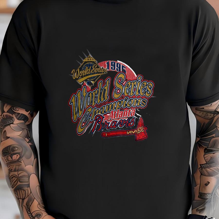Vintage 1995 Atlanta Braves World Series Champions Mlb Baseball Team Logo Graphic Tmco Licensed Sports Retro American League Shirt Size Xl T-shirt