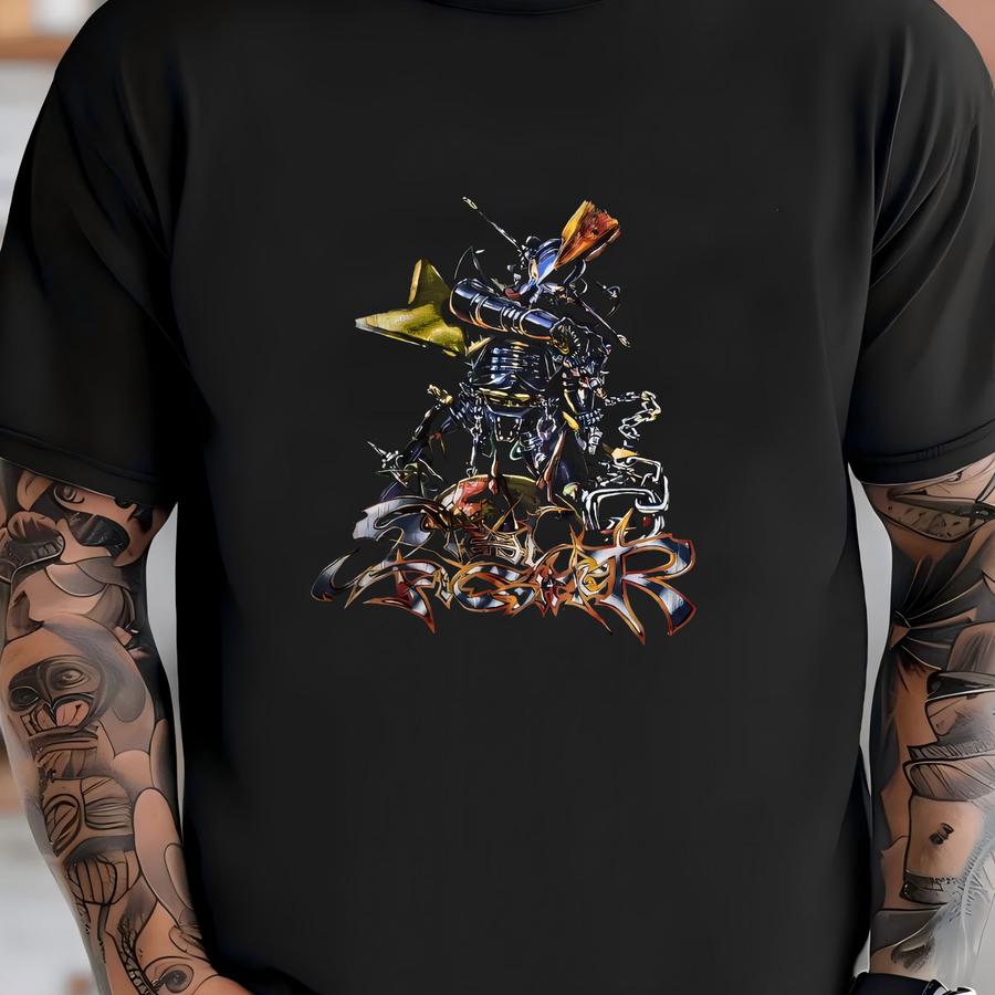 Vintage 1990s Gotcha Samurai Warrior Robot Tee Surf Skate Streetwear Japan Art Print Retro Mecha Design Bold Comic Style Shirt Size L T-shirt