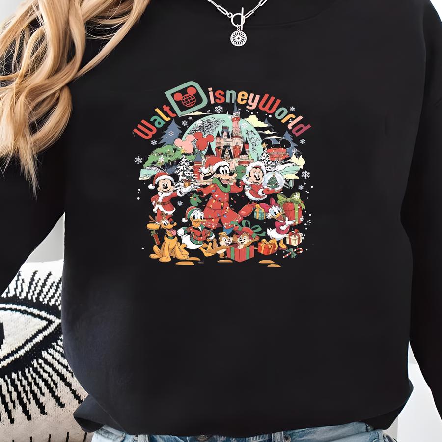 © Vintage And Friends Christmas Shirt, Family Christmas Shirts, Retro Walt World Christmas Group Tee Sweatshirt