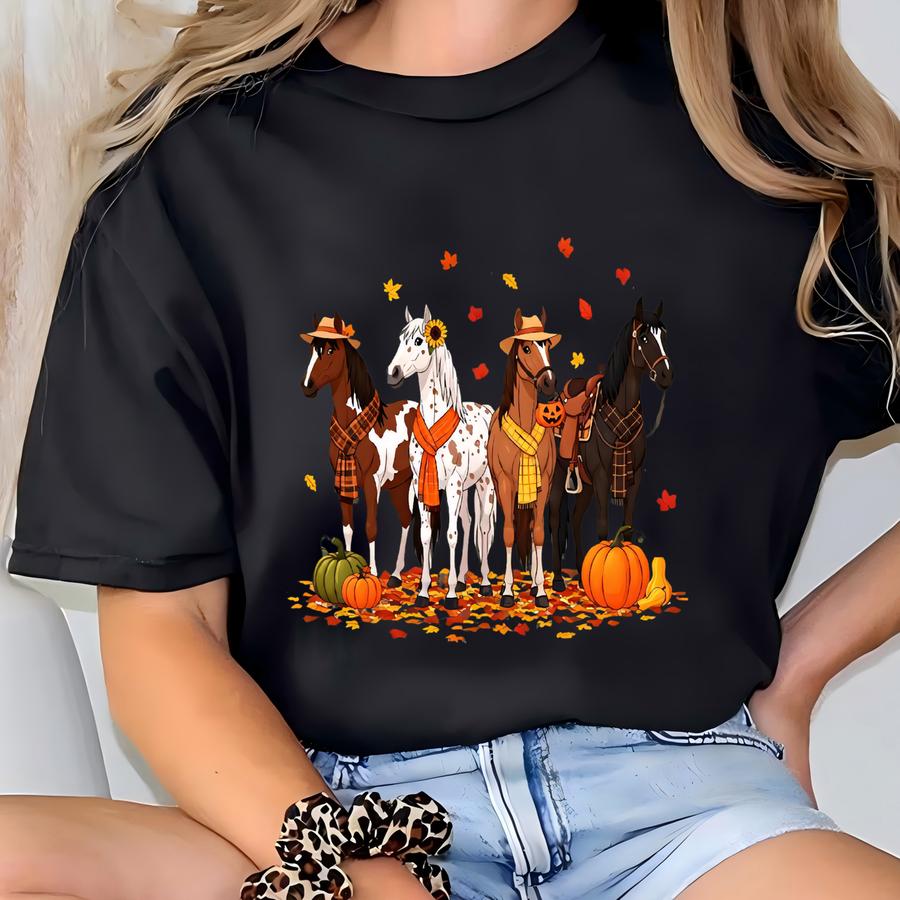 Fall Horse Thanksgiving Sweatshirt, Autumn Thanksgiving Tee, Harvest Horse Sweatshirt, Horse Lover Gift, Thankful Horse Tee, Riding Apparel T-shirt