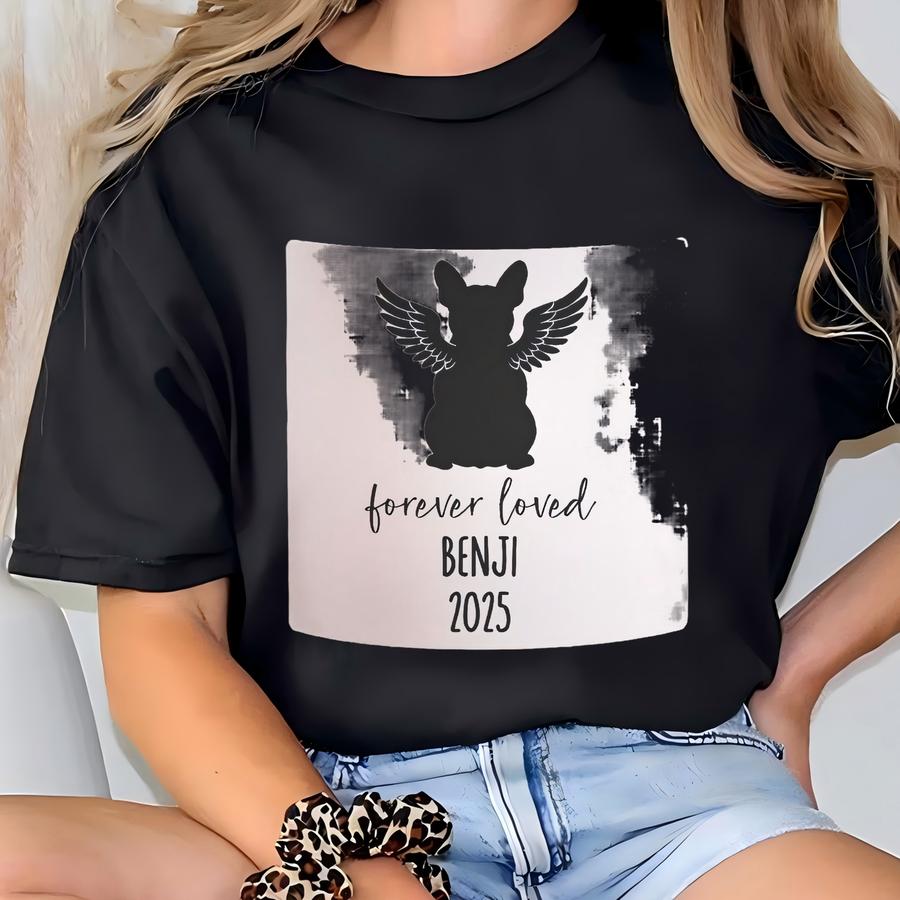 Personalized French Bulldog Memorial Candle, French Bulldog Memorial Gift, Pet Memorial Dog With Angel Wings, French Bulldog Memorial T-shirt