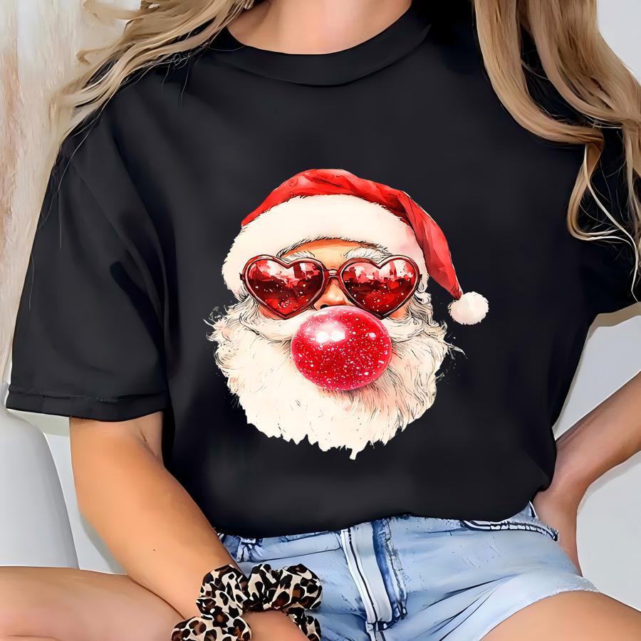 Santa Blowing Bubble Sweatshirt, Funny Christmas Sweater, Santa Bubble Gum Christmas Sweater,pink Christmas Santa Sweater,funny Santa Hoodie T-shirt