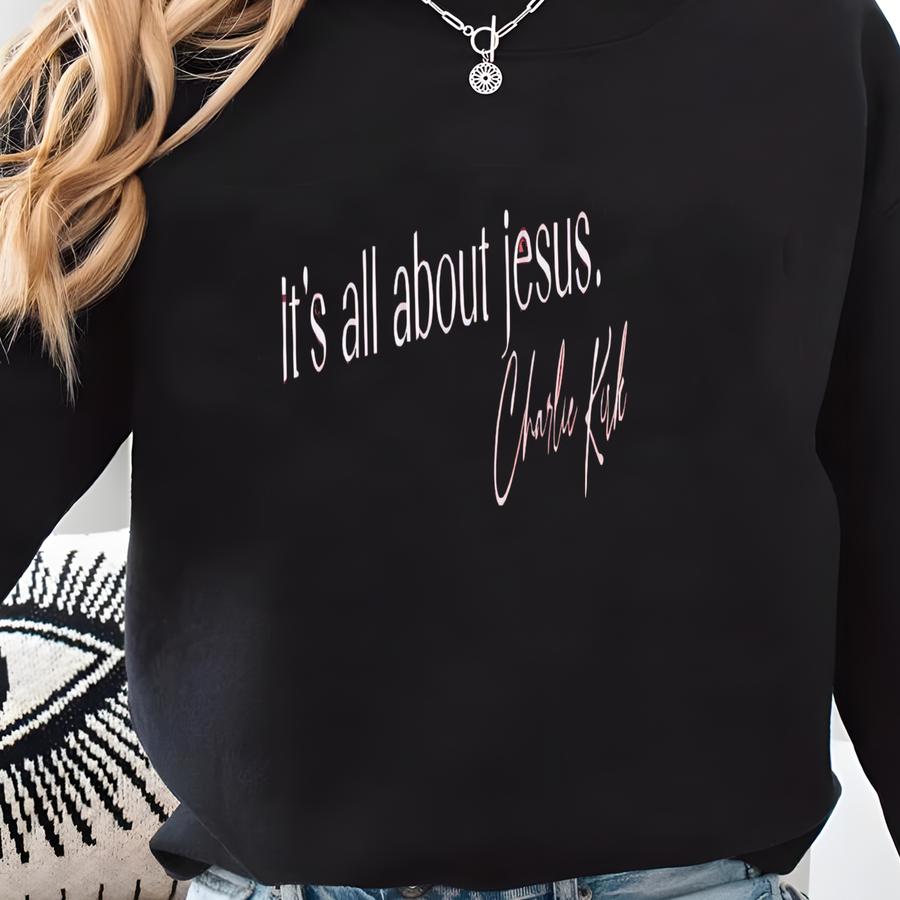 It's All About Jesus Sweatshirt | | Christian Apparel | Garment-dyed Crewneck Sweatshirt