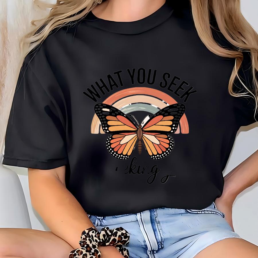 Butterfly Rainbow Shirt, Inspirational Quote Tee, Positive Affirmation Top, Motivational Saying Hoodie, Law Of Attraction Apparel T-shirt