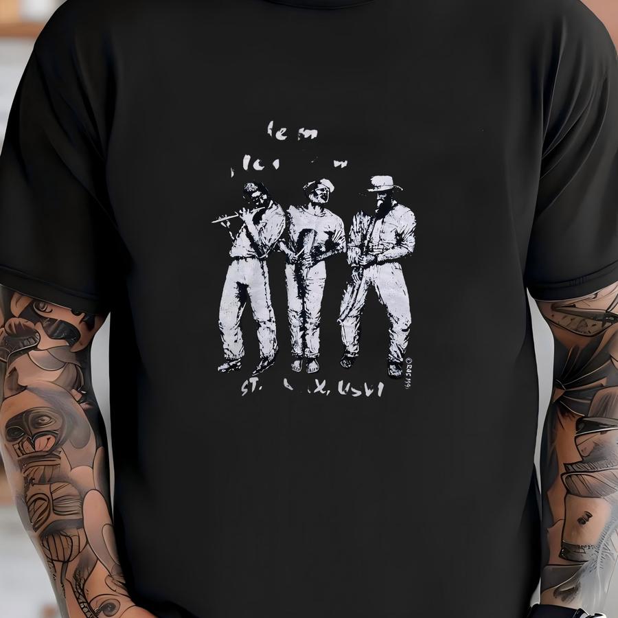 Vintage 1991 Pleh De Music Man Hoodie Size 2xl St Croix Usvi Souvenir Tee Us Virgin Islands Band Caribbean Folk Music Reggae Musician Art T-shirt