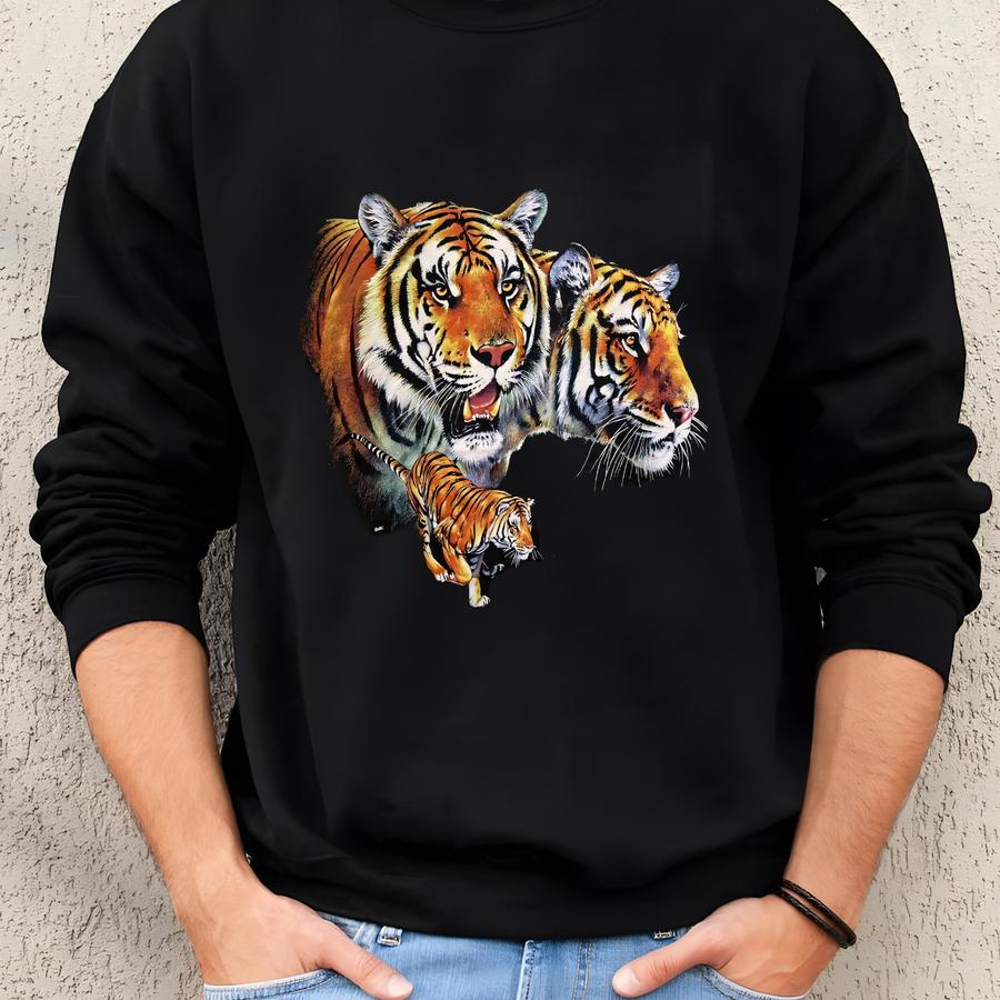 Vintage 90s Rainforest Cafe Orlando T-shirt Size Xl Tiger Family Art Tee Wildlife Animal Big Cat Nature Jungle Theme Restaurant Souvenir Sweatshirt