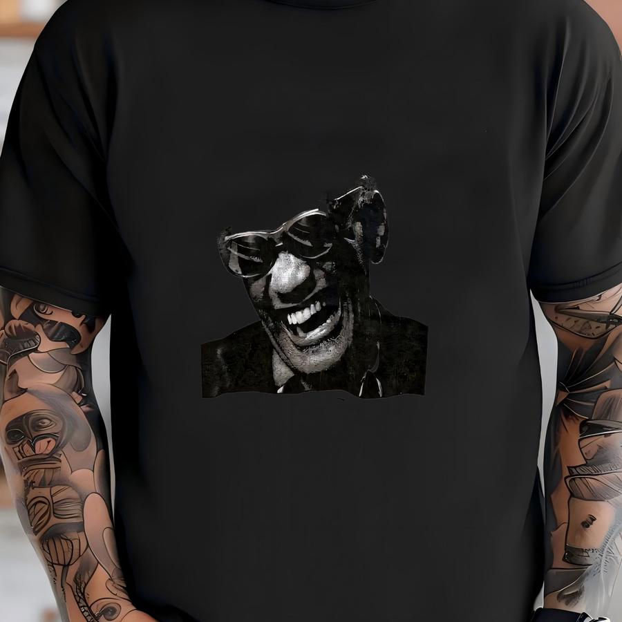 Vintage 90s Ray Charles Hoodie Size 2xl Musical Genius Tee The Genius Soul Music Legend Rb Blues Jazz Musician Piano Player Portrait Art T-shirt